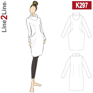 Line2Line snitmønster - K297 Kjole med store lommer, fast
